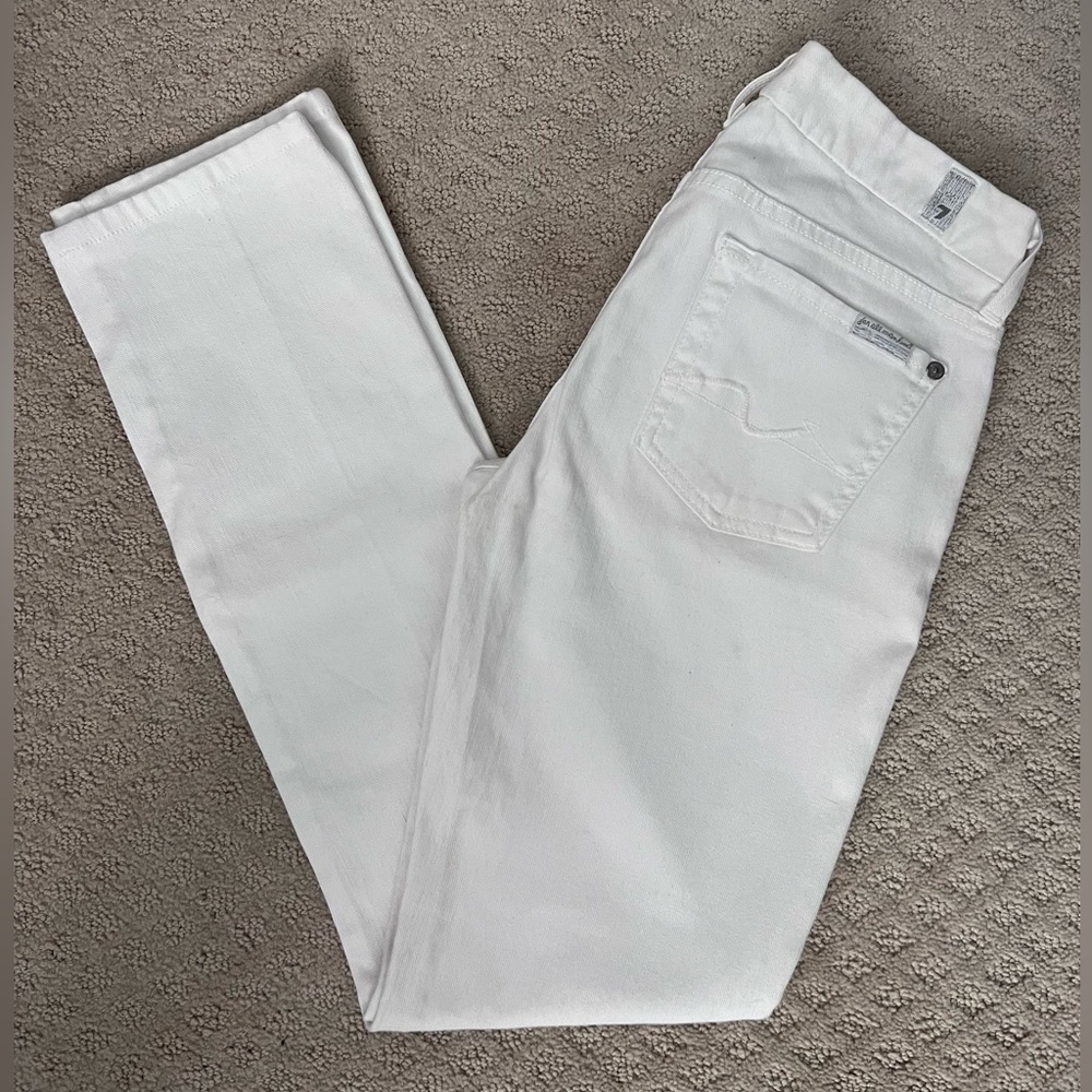 7 for all Mankind White Straight Jeans